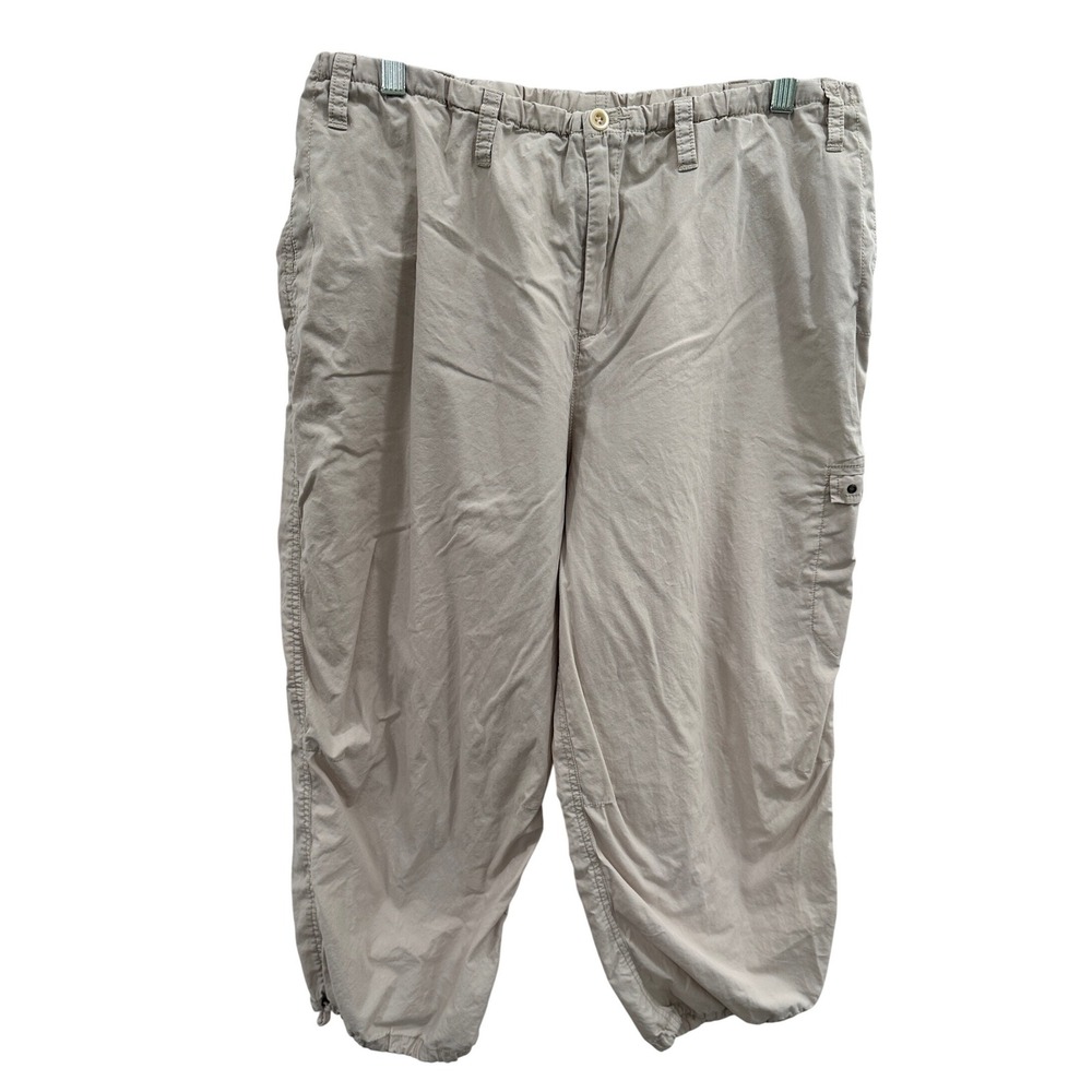 Garnet Hill Womens Tan Cotton Cropped Cargo Pants Size 18 Khaki Casual